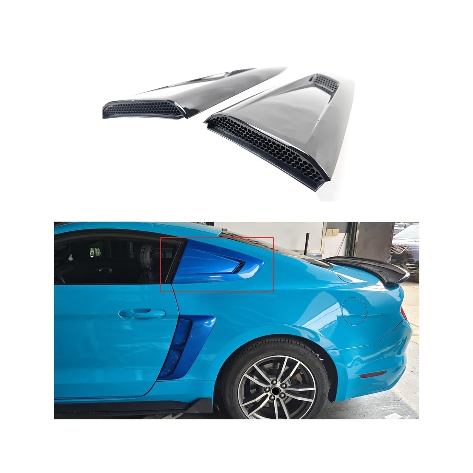 Kompatibel Für Ford Mustang 2015–2022, alle Modelle, Lüftungsschlitze, Seitenfenster-Lamellenabdeckung, Dekorationsverschluss, Carbonfaser-Optik, glänzend schwarz(Glossy Black) von ZDTYKWPH