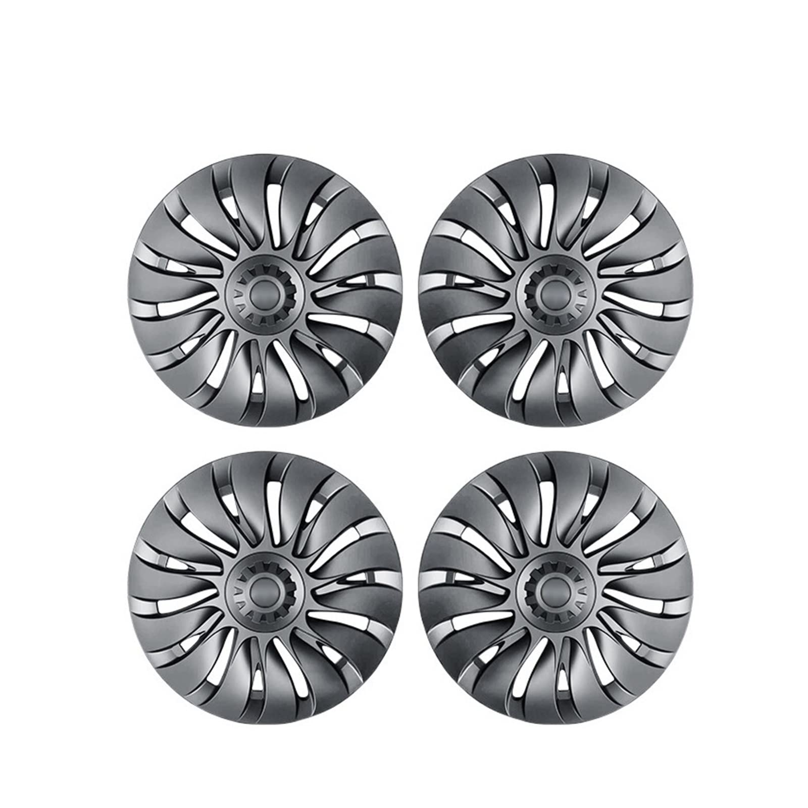 Kompatibel Für Tesla Model Y, 19 Zoll, Storm Wind Style, Radkappen-Ersatzsatz für Auto-Radkappen, Außendekoration, Schutzzubehör(Flower Face Gun Grey) von ZDTYKWPH