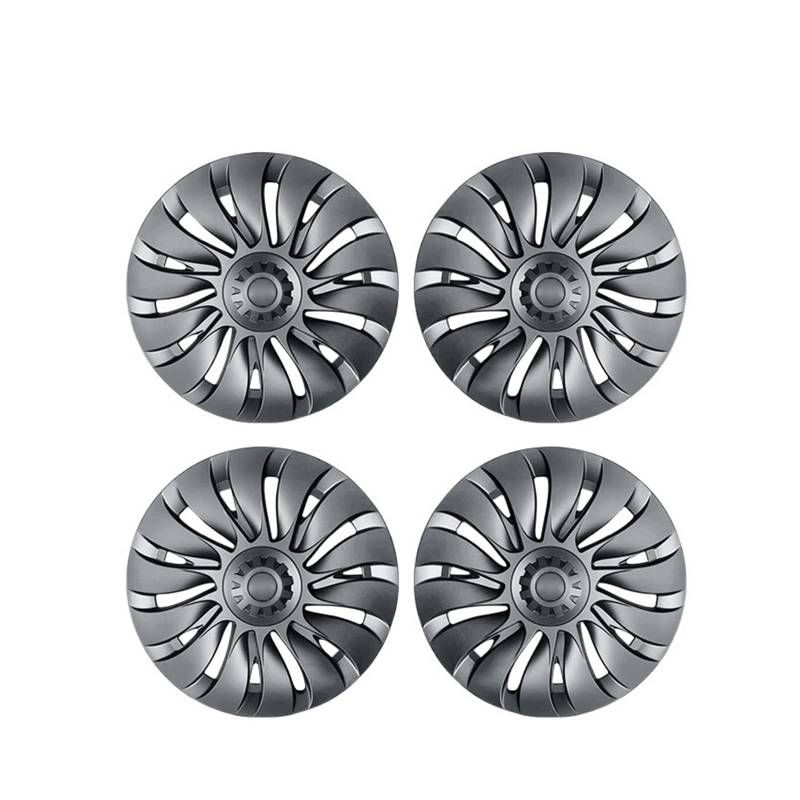 Kompatibel Für Tesla Model Y, 19 Zoll, Storm Wind Style, Radkappen-Ersatzsatz für Auto-Radkappen, Außendekoration, Schutzzubehör(Flower Face Gun Grey) von ZDTYKWPH