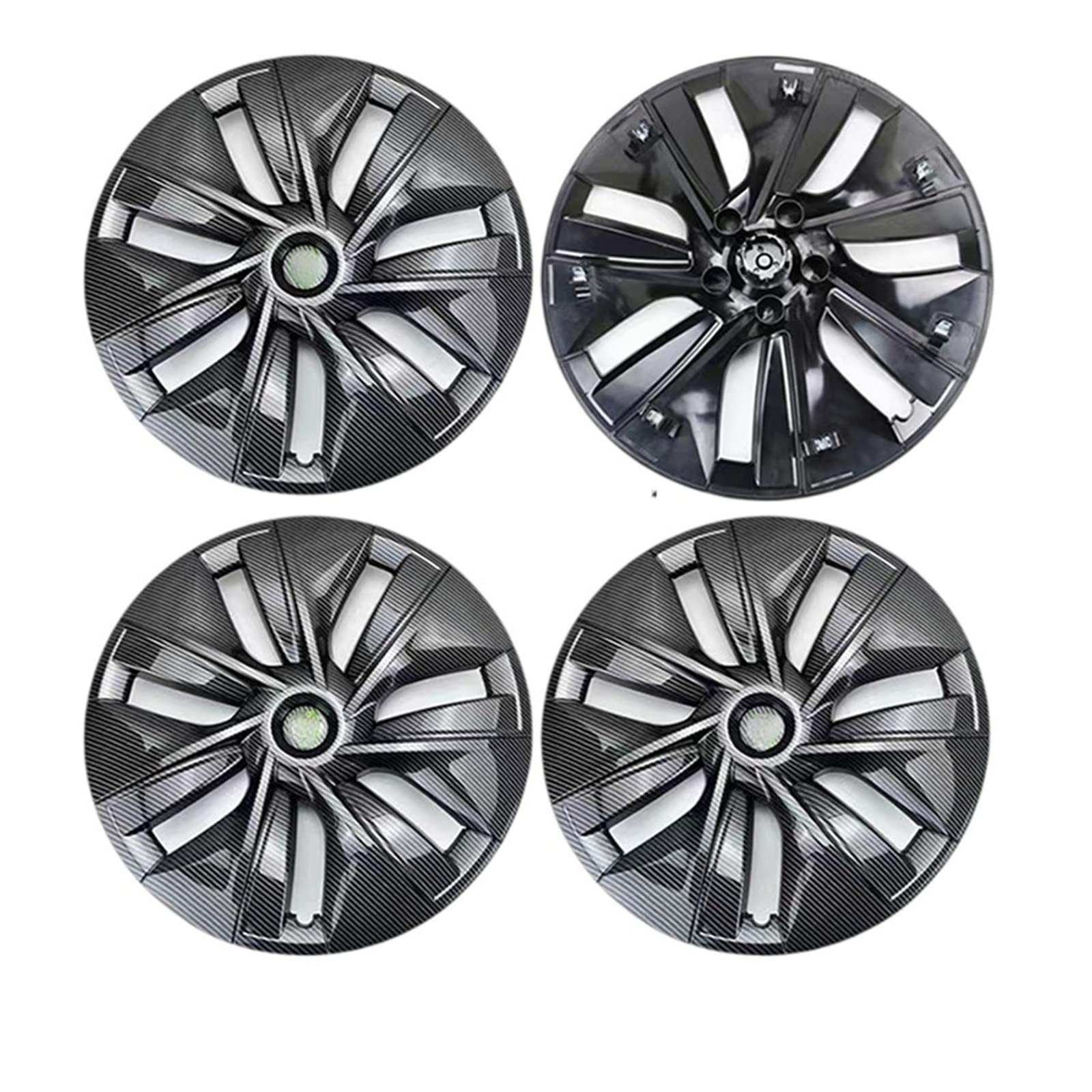 Kompatibel Für Tesla Model Y, 4 Stück, Radkappen, Performance-Ersatz-Radkappen, 19-Zoll-Auto-Radkappe, Vollrandkappe, Zubehör(Full carbon pattern) von ZDTYKWPH