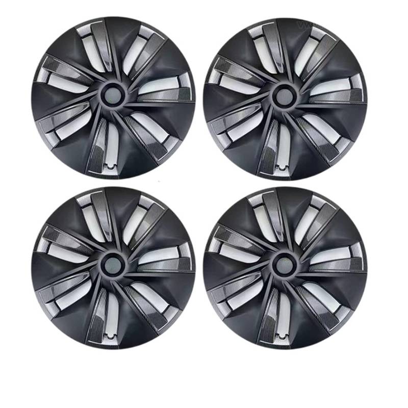 Kompatibel Für Tesla Model Y, 4 Stück, Radkappen, Performance-Ersatz-Radkappen, 19-Zoll-Auto-Radkappe, Vollrandkappe, Zubehör(Inner Carbon Pattern) von ZDTYKWPH