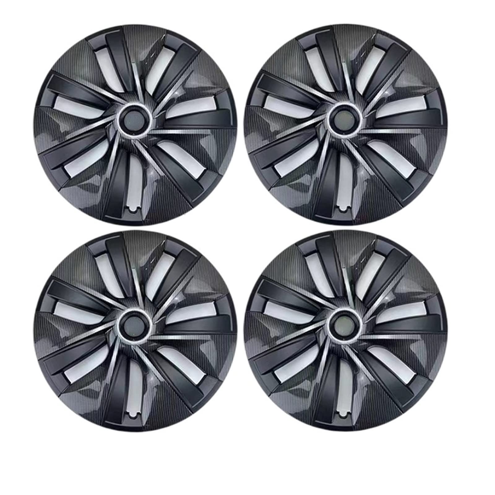 Kompatibel Für Tesla Model Y, 4 Stück, Radkappen, Performance-Ersatz-Radkappen, 19-Zoll-Auto-Radkappe, Vollrandkappe, Zubehör(Outer carbon pattern) von ZDTYKWPH
