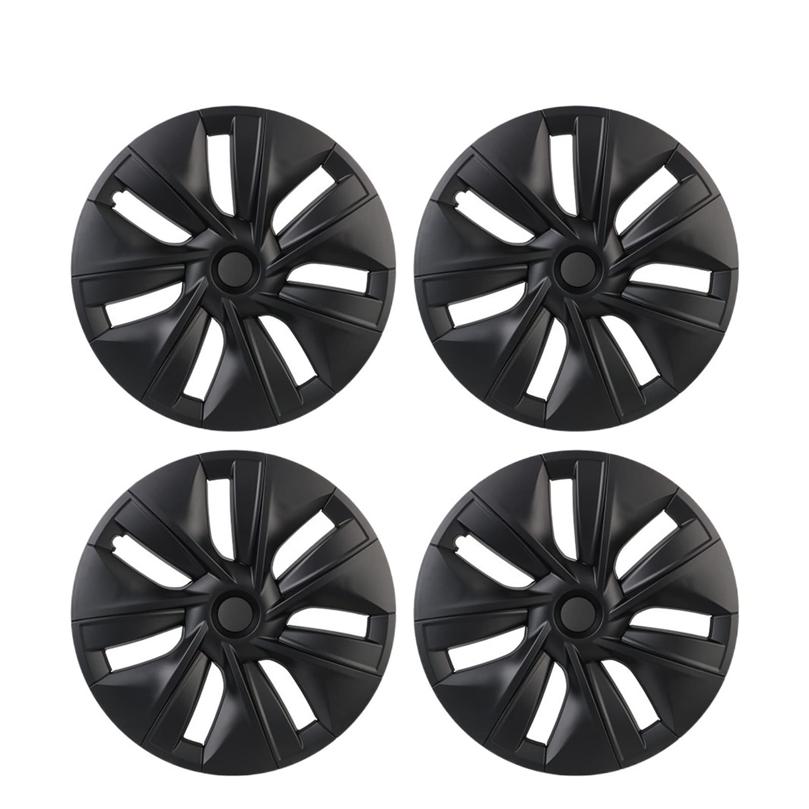 Kompatibel Für Tesla Model Y 2021 2022 Radnabenkappe 19 Zoll Vollabdeckung Radkappe Schwarze Kohlefaser Dekoratives Autozubehör(Matte black(4pcs)) von ZDTYKWPH