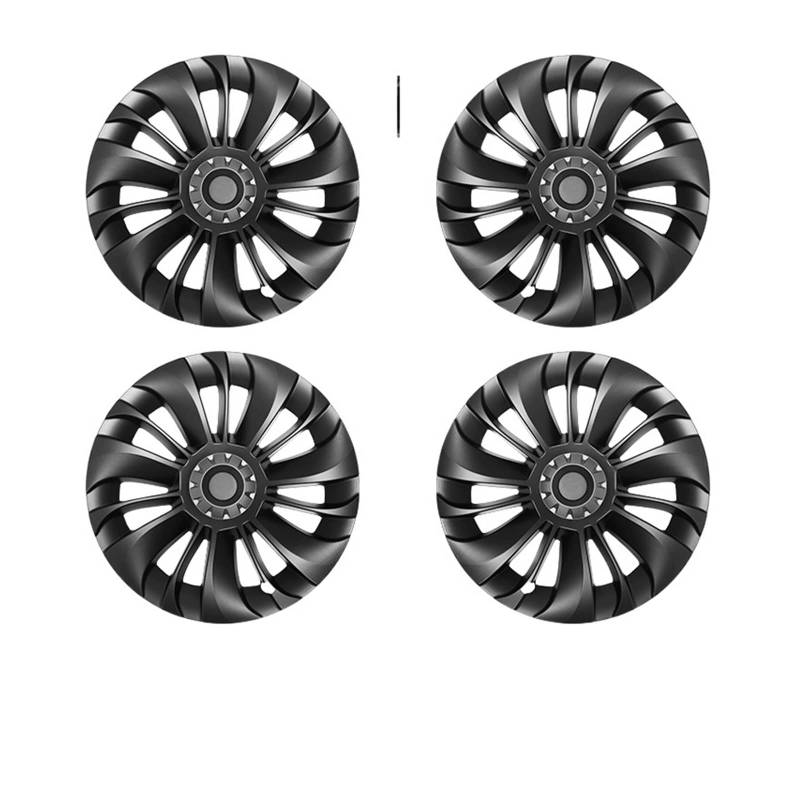Kompatibel Für Tesla Model Y Car Blade Radnabenkappen-Kit, Ersatz-Radkappen, 19-Zoll-Nabenabdeckung, Dekoration, Außenschutzzubehör(Matte black 4 PCS) von ZDTYKWPH