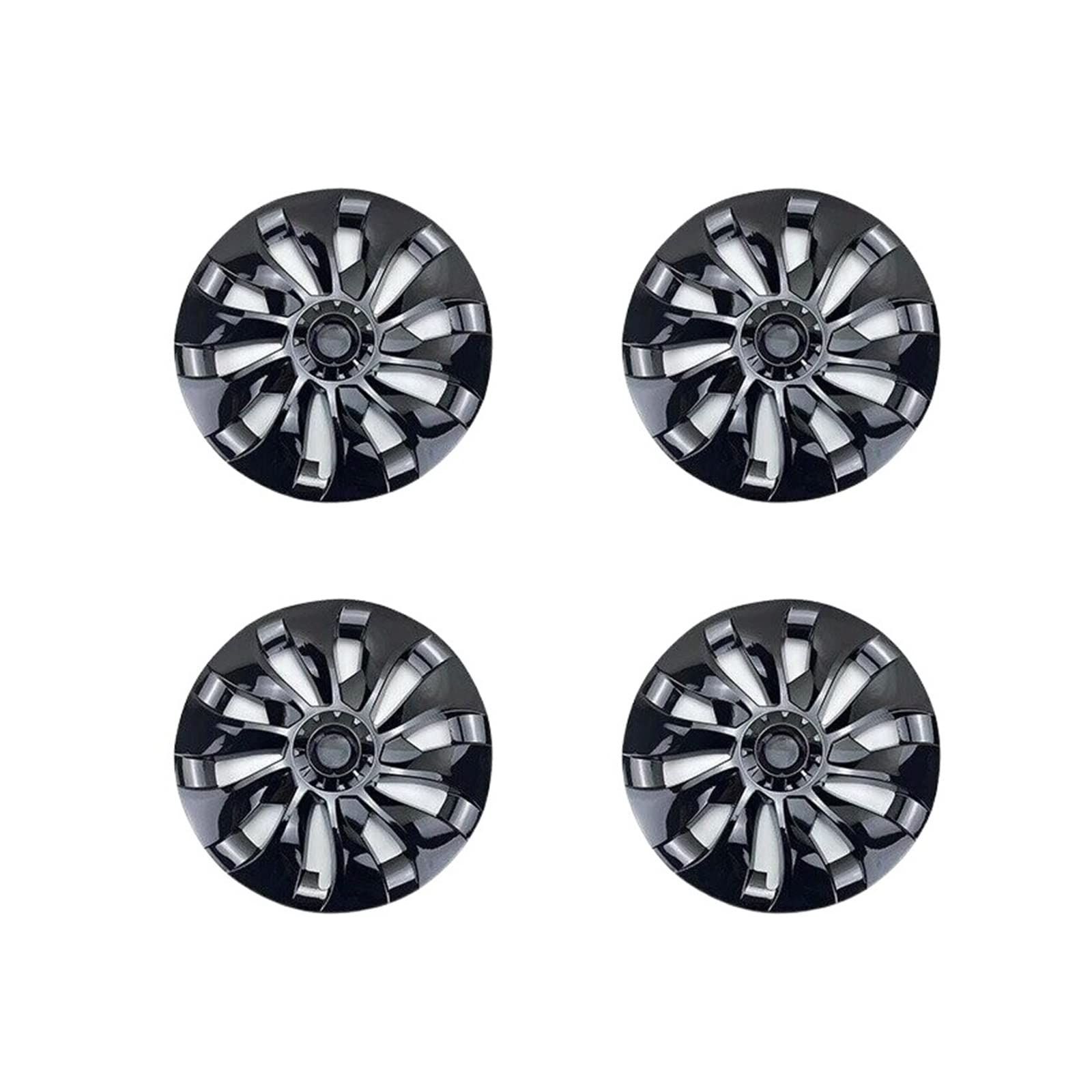 Radkappe, 18 Zoll, 4 Stück, Radkappen, Ersatz-Radkappen, Schutzabdeckung, Radkappen-Set, Kompatibel Für Tesla Model 3(Bright black(4pcs)) von ZDTYKWPH