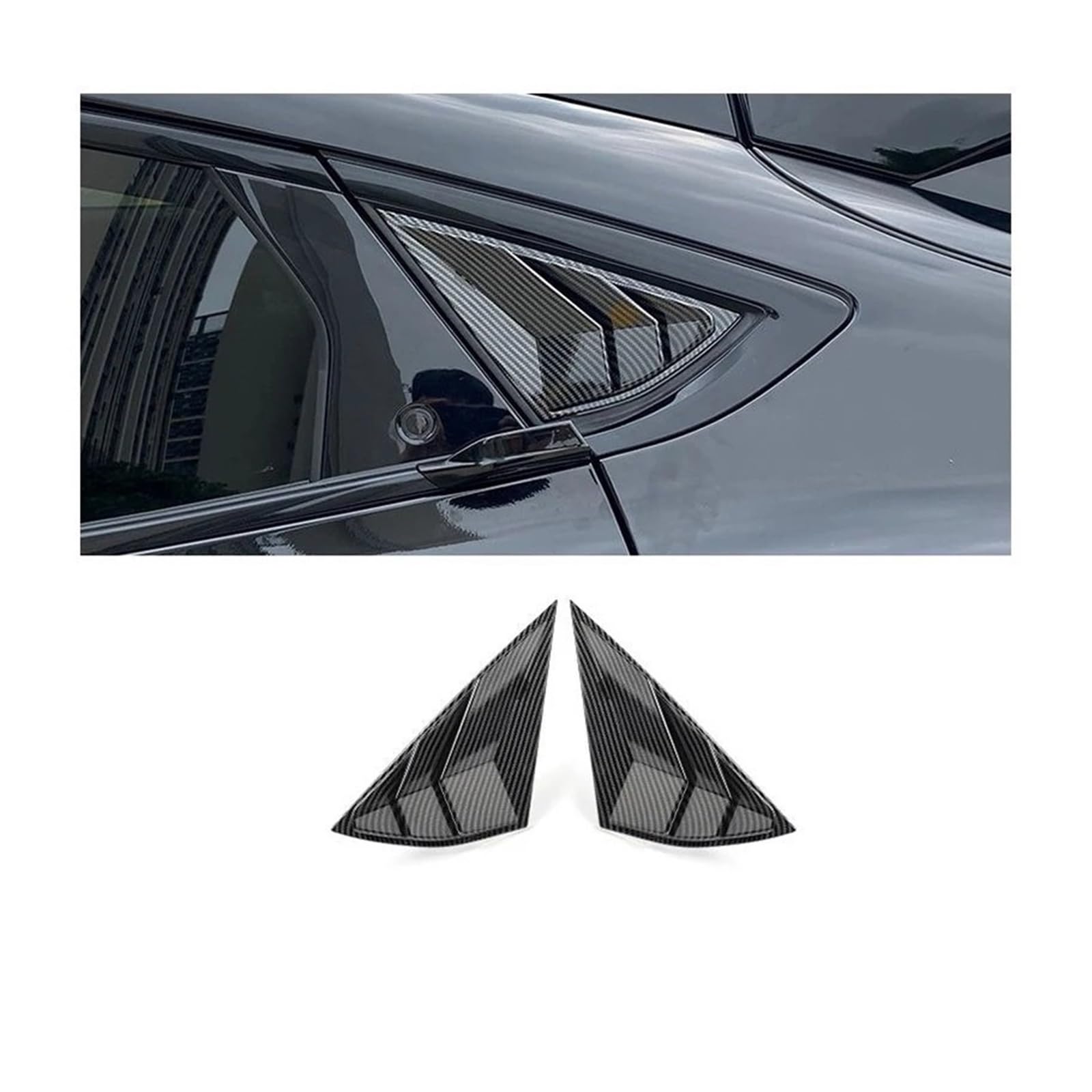 Seitenfenster-Lamellen Kompatibel Für Ford Mustang Mach-E Scoop Cover Vent Schwarz Spoiler 2021 2022 Dekoratives Zubehör(Carbon surface 2pcs) von ZDTYKWPH