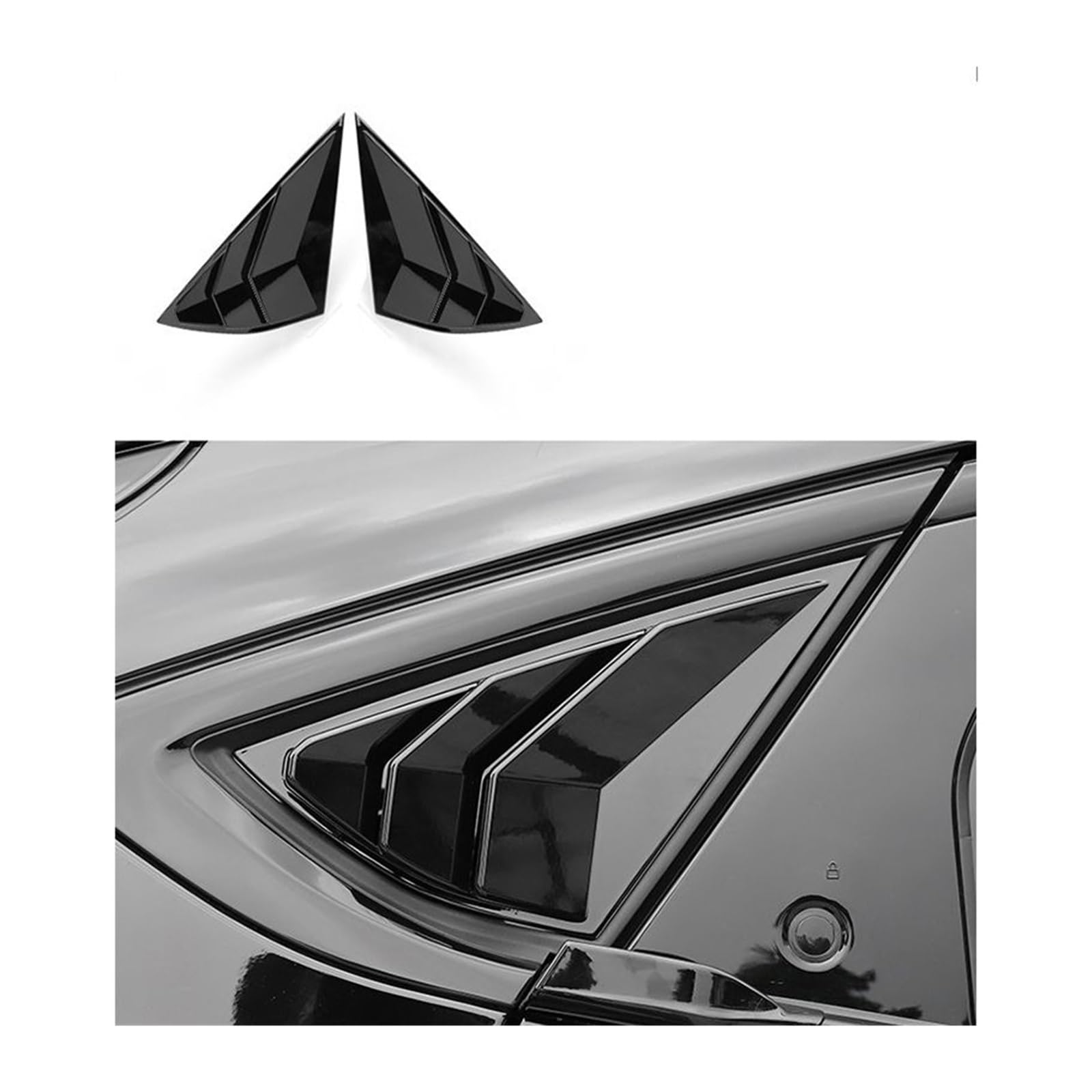 Seitenfenster-Lamellen Kompatibel Für Ford Mustang Mach-E Scoop Cover Vent Schwarz Spoiler 2021 2022 Dekoratives Zubehör(Gloss black 2pcs) von ZDTYKWPH