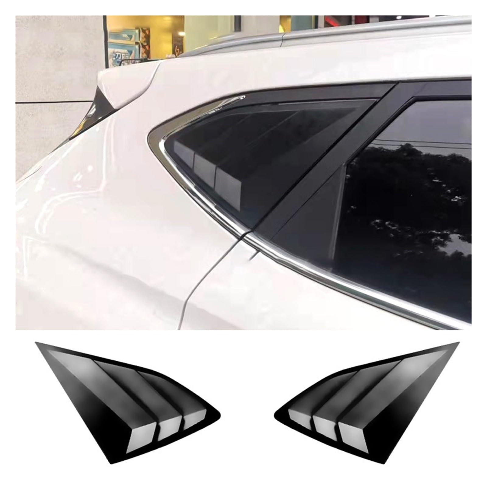Seitenfenster-Lamellen kompatibel für Hyundai Tucson 2015–2020, Scoop Cover Vent, Carbon-Oberfläche, Spoiler, dekoratives Zubehör(Glossy Black) von ZDTYKWPH