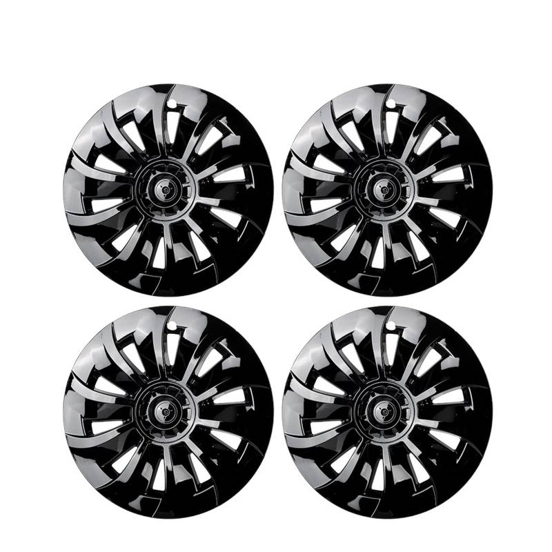 Volle Felgenabdeckung 19 Zoll Radkappe Autozubehör Kompatibel für Tesla Model 3 2020 4PCS Ersatz-Radkappen-Set Automotive Radkappe(Bright Black) von ZDTYKWPH