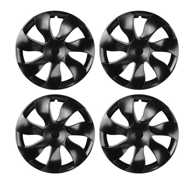 Vollständige Abdeckung Radkappe Autozubehör 19 Zoll Ersatz-Radkappen-Kit Automobil-Radkappe Kompatibel für Tesla Model Y 2019-2022 4PCS(Matt Black) von ZDTYKWPH