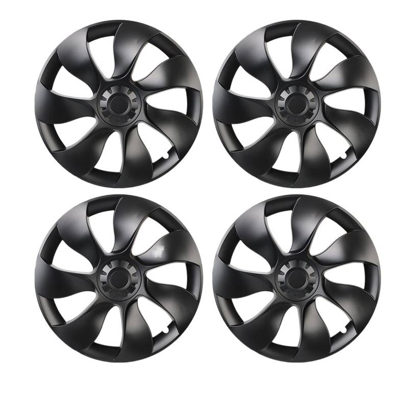 Vollständige Abdeckung Radkappe Autozubehör 19 Zoll Ersatz-Radkappen-Kit Automobil-Radkappe Kompatibel für Tesla Model Y 2019-2022 4PCS(Printed Matte black) von ZDTYKWPH