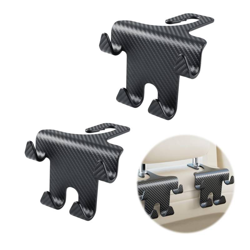 2er-Pack Autohaken, Auto-Rücksitzhaken, Auto-Aufbewahrungstaschenhaken, Tragbare Autohaken, Autohandtaschenhaken, Geeignet zum Aufhängen von Taschen, Handtaschen, Handyhaltern (Schwarz) von ZEACCT