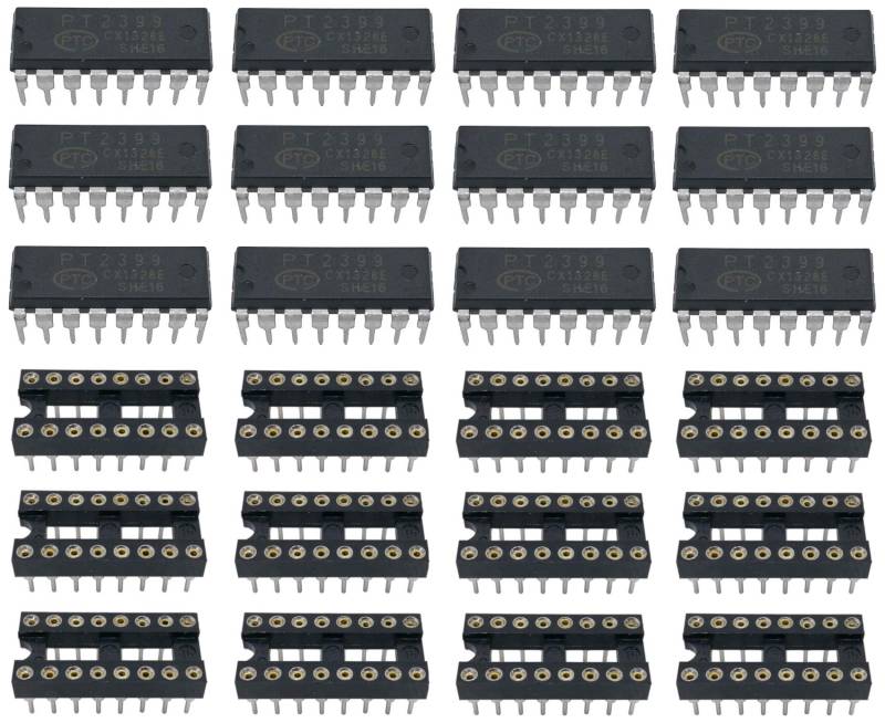 12 Stück PT2399 Echo Delay IC Chips inklusive 12 Stück 16-pin DIP Mikrochip IC Sockel von ZEBULON