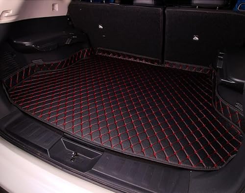 Kofferraummatte Auto Kofferraummatten für MG HS 2018-2023, Künstlich Leder Schutzmatte rutschfest Kofferraumwanne Wasserdicht Autozubehör,Black+Red von ZEEGII