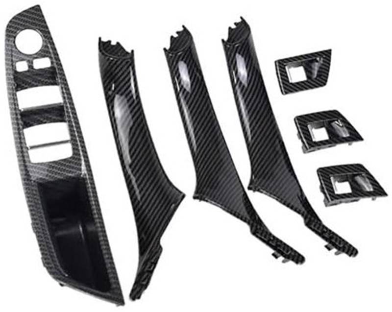ZEMNLO 4 7-teiliges Set Rechtslenker RHD, for, 5er F10 F11 520 525 Rotweingrau Auto-Innentürgriff Innenverkleidung Zugverkleidung 51417225851 Türgriffverkleidung im Auto(Carbon Fiber-7Pcs) von ZEMNLO