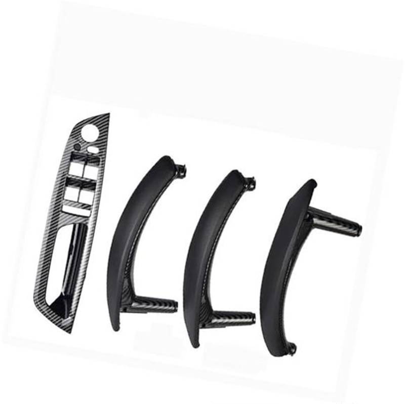 ZEMNLO 4PCS Set LHD RHD Carbon Fiber Texture Auto Links Rechts Innen Innen Tür Pull Griff Trim Abdeckung, for, E70 E71 X5 X6 Türgriffverkleidung im Auto(Black RHD-CF-Standard) von ZEMNLO