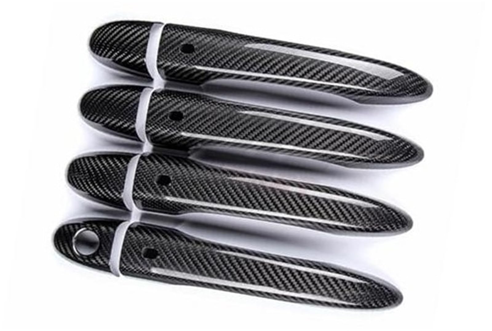 ZEMNLO Auto-Außentürgriff, for Maserati, for Ghibli, for Quattroporte, for Levante LHD Car Styling 8-teilige Carbonfaser-Autoabdeckung(Black 4 dr with Sensor) von ZEMNLO