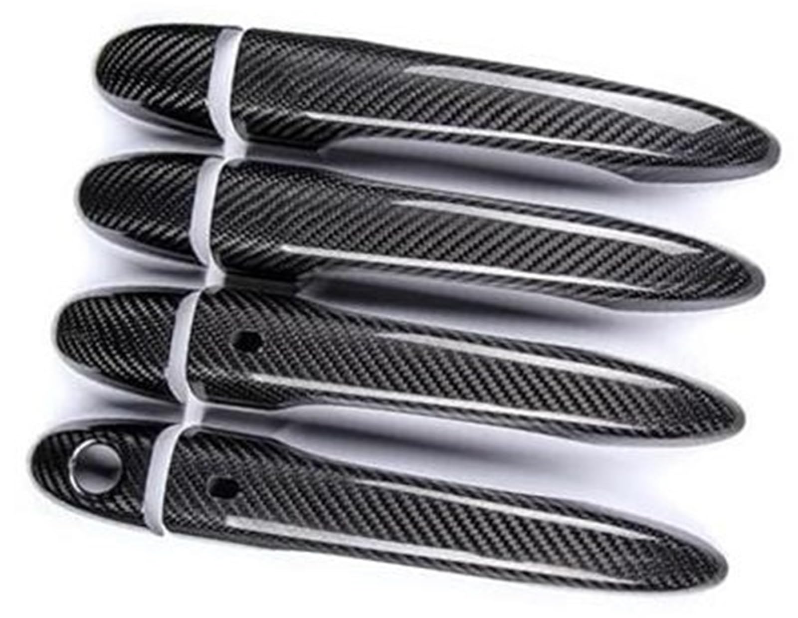 ZEMNLO Auto-Außentürgriff, for Maserati, for Ghibli, for Quattroporte, for Levante LHD Car Styling 8-teilige Carbonfaser-Autoabdeckung(Black Front dr with Sensor) von ZEMNLO