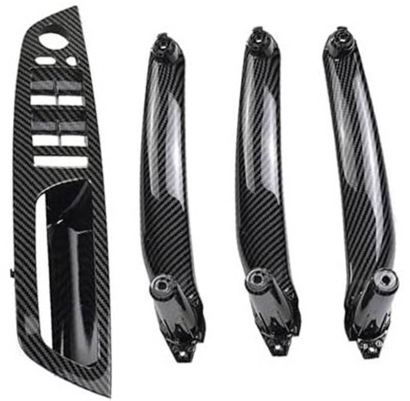 ZEMNLO Auto-Carbon-Faser-ABS-Innentür-Armlehnengriff Links rechts Panel Pull Trim Cover, for, E70 E71 X5 X6 2007–2012 2013 2014 51416969401 Türgriffverkleidung im Auto(RHD Carbon 4Pcs) von ZEMNLO