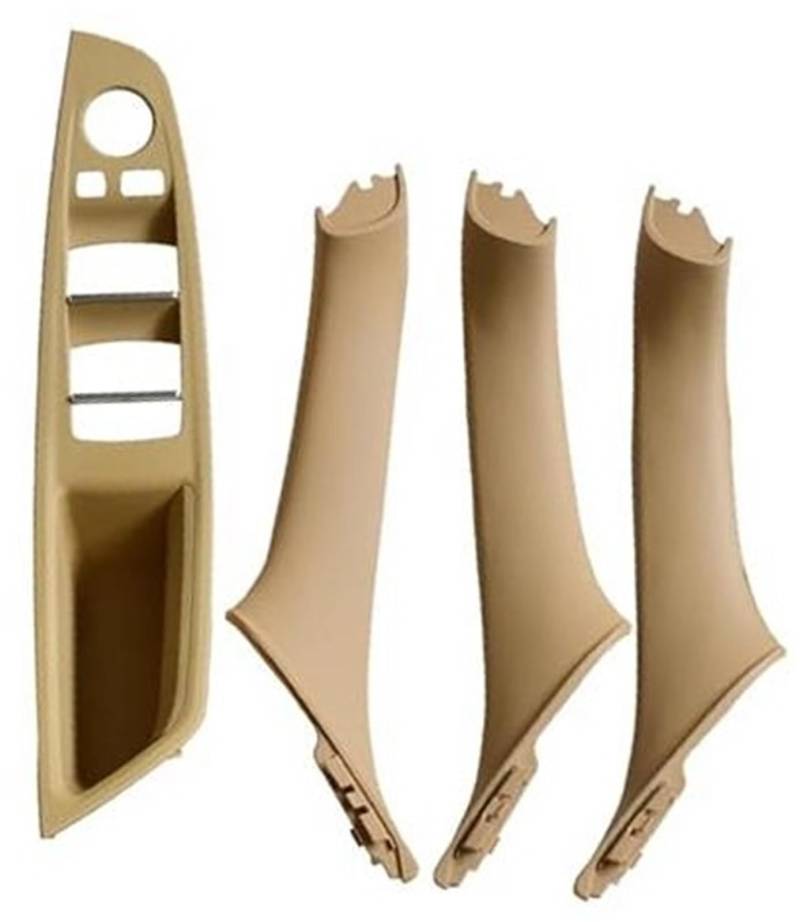 ZEMNLO Innengriff Innentür Armlehne Panel Pull Trim Cover, for, 5er F10 F11 Rot Braun Beige Schwarz Linkslenker LHD Türgriffverkleidung im Auto(Beige-4pcs) von ZEMNLO