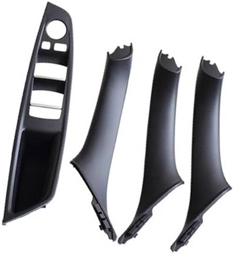 ZEMNLO Innengriff Innentür Armlehne Panel Pull Trim Cover, for, 5er F10 F11 Rot Braun Beige Schwarz Linkslenker LHD Türgriffverkleidung im Auto(Black-4pcs) von ZEMNLO