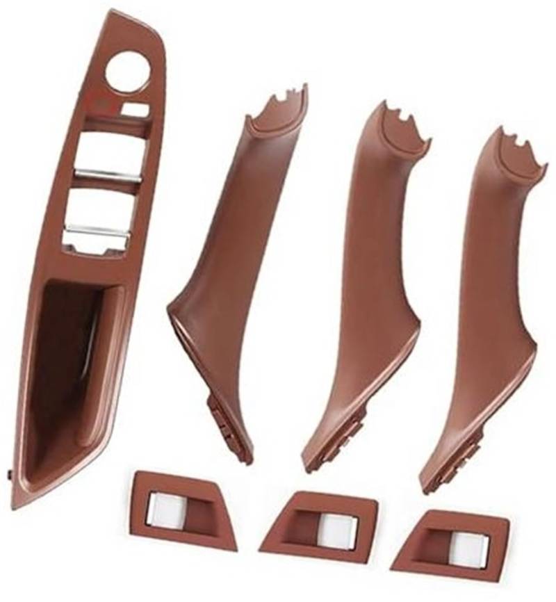 ZEMNLO LHD 7-teiliges Set Auto-Innentürgriff-Zugverkleidung for Beifahrertür, for, F10 F11 F18 520i 523i 525i 528i 535i 51417225851 Türgriffverkleidung im Auto(Red Brown-7pcs) von ZEMNLO