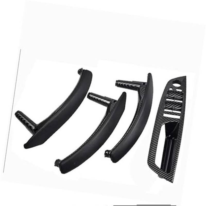 ZEMNLO LHD RHD Auto Innentür Leder Zuggriff Halterung Verkleidungsabdeckung, for, E70 E71 X5 X6 2007-2013 Autozubehör Türgriffverkleidung im Auto(Black RHD-CF-Hige) von ZEMNLO