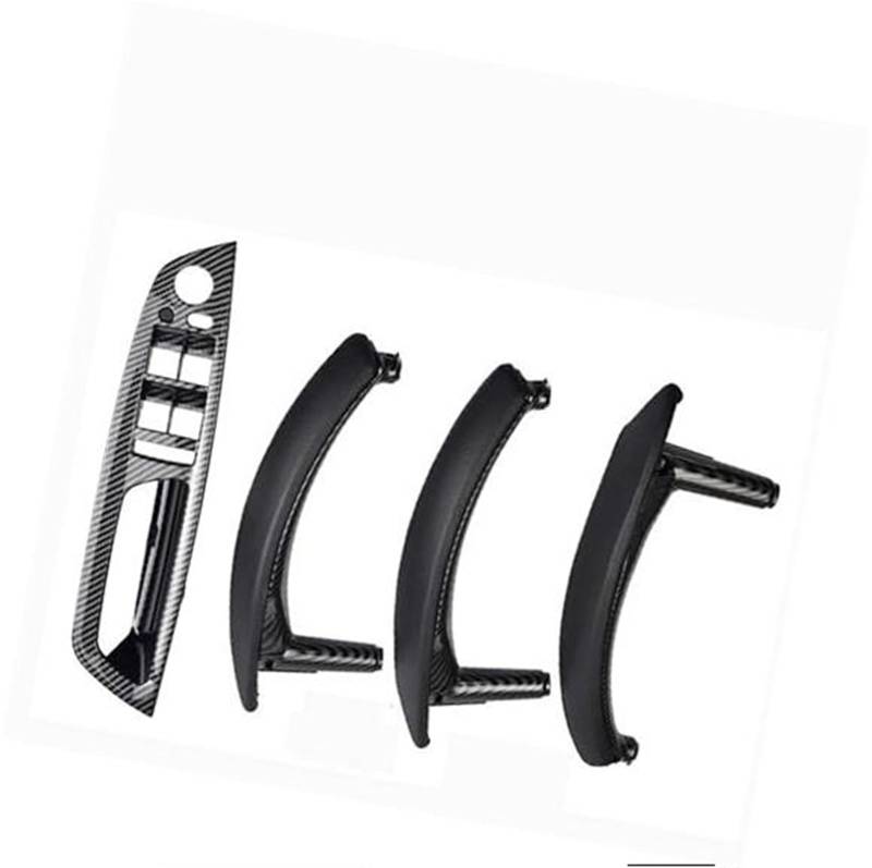 ZEMNLO RHD LHD Innere ABS-Außenlederabdeckung Türgriffgriff Innenarmlehnenverkleidungsbaugruppe, for, X5 X6 E70 E71 2007–2013 Türgriffverkleidung im Auto(Black RHD-CF-Standard) von ZEMNLO