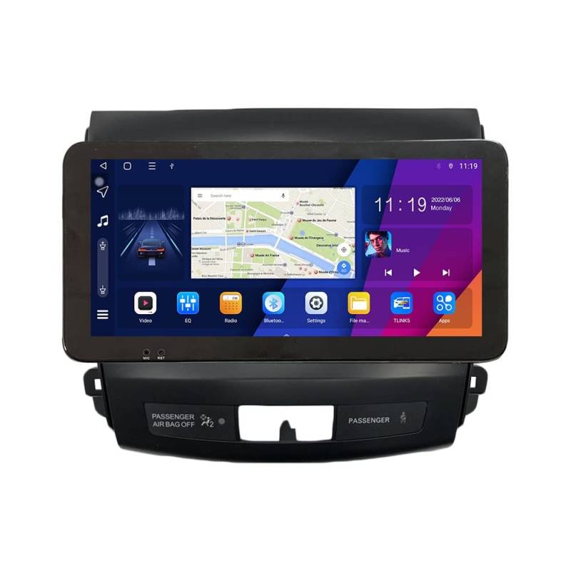 ZERTRAN 10.33" QLED/IPS 1600x720 CarPlay Android Autoradio Autonavigation Stereo Multimedia Player GPS Radio DSP Touchscreen fürMitsubishi Outlander 2005-2012 von ZERTRAN