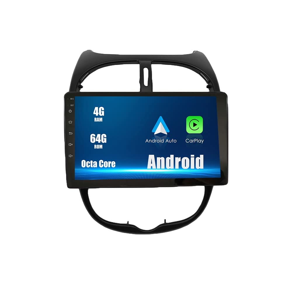 ZERTRAN Android 10 Autoradio Autonavigation Stereo Multimedia Player GPS Radio 2.5D Touchscreen fürPeugeot 206 2000-2016 Citroen C2 von ZERTRAN