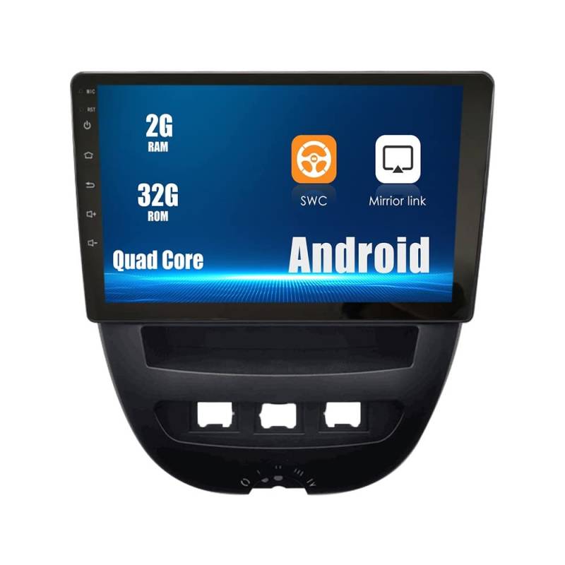 ZERTRAN Android 10 Autoradio Autonavigation Stereo Multimedia Player GPS Radio 2.5D Touchscreen fürTOYOTA AYGO/Citroen C1/Peugeot 107 2005-2014 von ZERTRAN