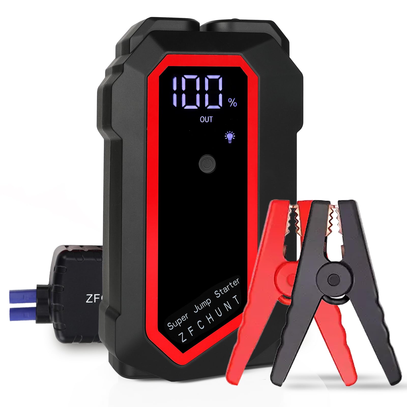 ZFCHUNT AI-Sprachassistent 24000mAh Starthilfe Powerbank 1000A 12V mit KI-Sprachfunktion – Sprachalarme bei Polung/Ladestand, LCD+4 LED-Modi, Schnellladung – Für alle Autos/Diesel (8.0L) von ZFCHUNT