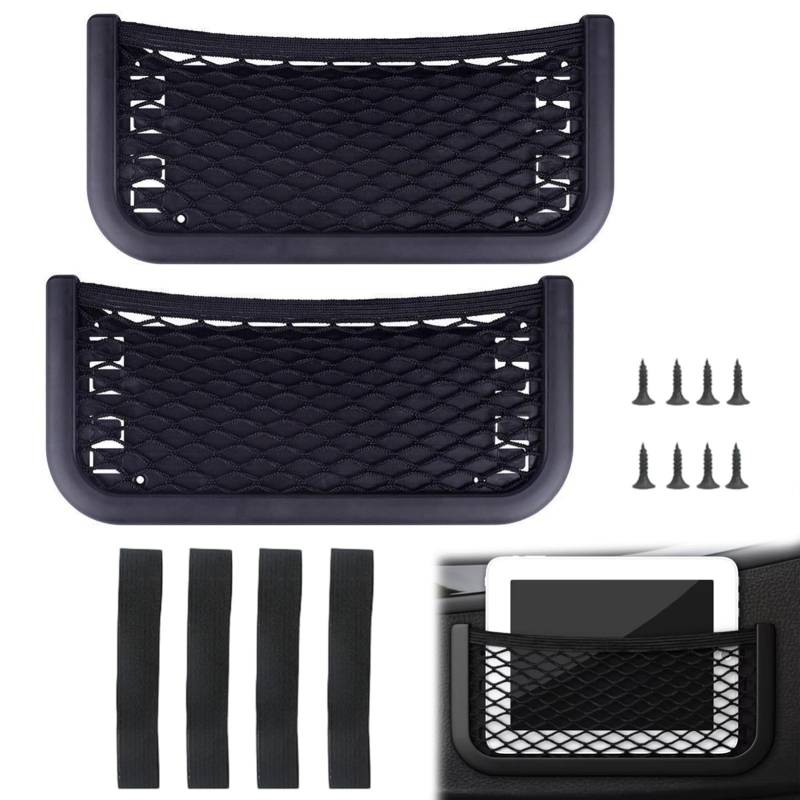 ZFRITP 2 Stück Auto Aufbewahrungsnetz,Selbstklebendes Netztasche Auto,Kofferraum Netztasche Fach zum kleben oder Schrauben Ablagenetz für Fahrzeuge, Boot, Wohnwagen, Schrank sowie Innenräume. von ZFRITP