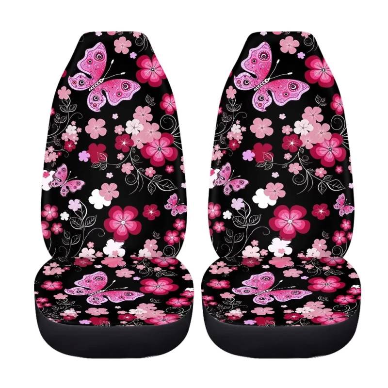 ZFRXIGN Autositzbezüge mit Schmetterlings-Blume, nur für vorne, Autozubehör für Frauen, Geschenke, Autobezug, universelle Passform, LKW, Van, SUV-Sitzkissen, Boho, Violett von ZFRXIGN