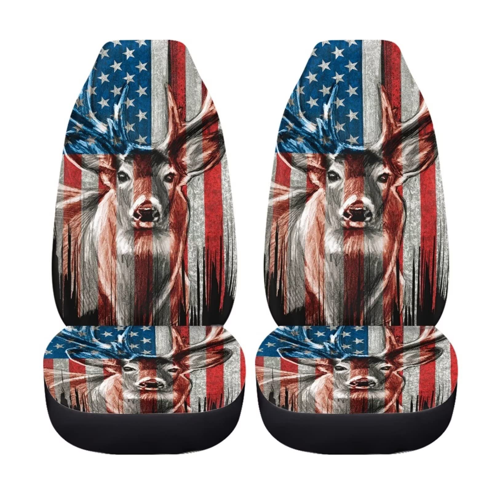 ZFRXIGN Autositzbezug für Damen, Motiv: Hirsch, amerikanische Flagge, universelle Passform, Autositzbezüge, Geschenke, 2 Stück, Satteldecke, Eimerschutz, patriotisch ZFRXIGN Autositzbezug für Damen, Motiv: Hirsch, amerikanische Flagge, universelle Passform, Autositzbezüge, Geschenke, 2 Stück, Satteldecke, Eimerschutz, patriotisch von ZFRXIGN