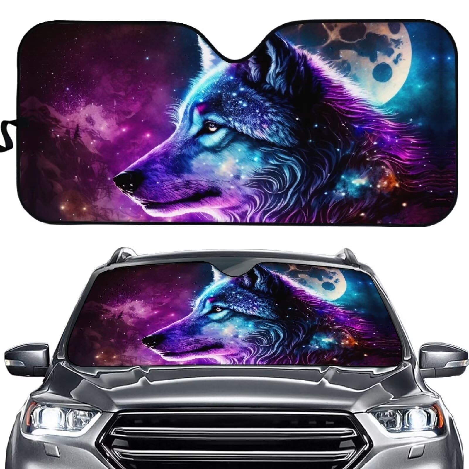 ZFRXIGN Galaxy Wolf Windschutzscheiben-Sonnenschutz für Herren, LKW, SUV, blockiert UV-Strahlen, Sonnenblende, Autozubehör, Sonnenblende, Mond, Nacht, Auto-Sonnenschutz für Frontscheibe, Violett ZFRXIGN Galaxy Wolf Windschutzscheiben-Sonnenschutz für Herren, LKW, SUV, blockiert UV-Strahlen, Sonnenblende, Autozubehör, Sonnenblende, Mond, Nacht, Auto-Sonnenschutz für Frontscheibe, Violett von ZFRXIGN