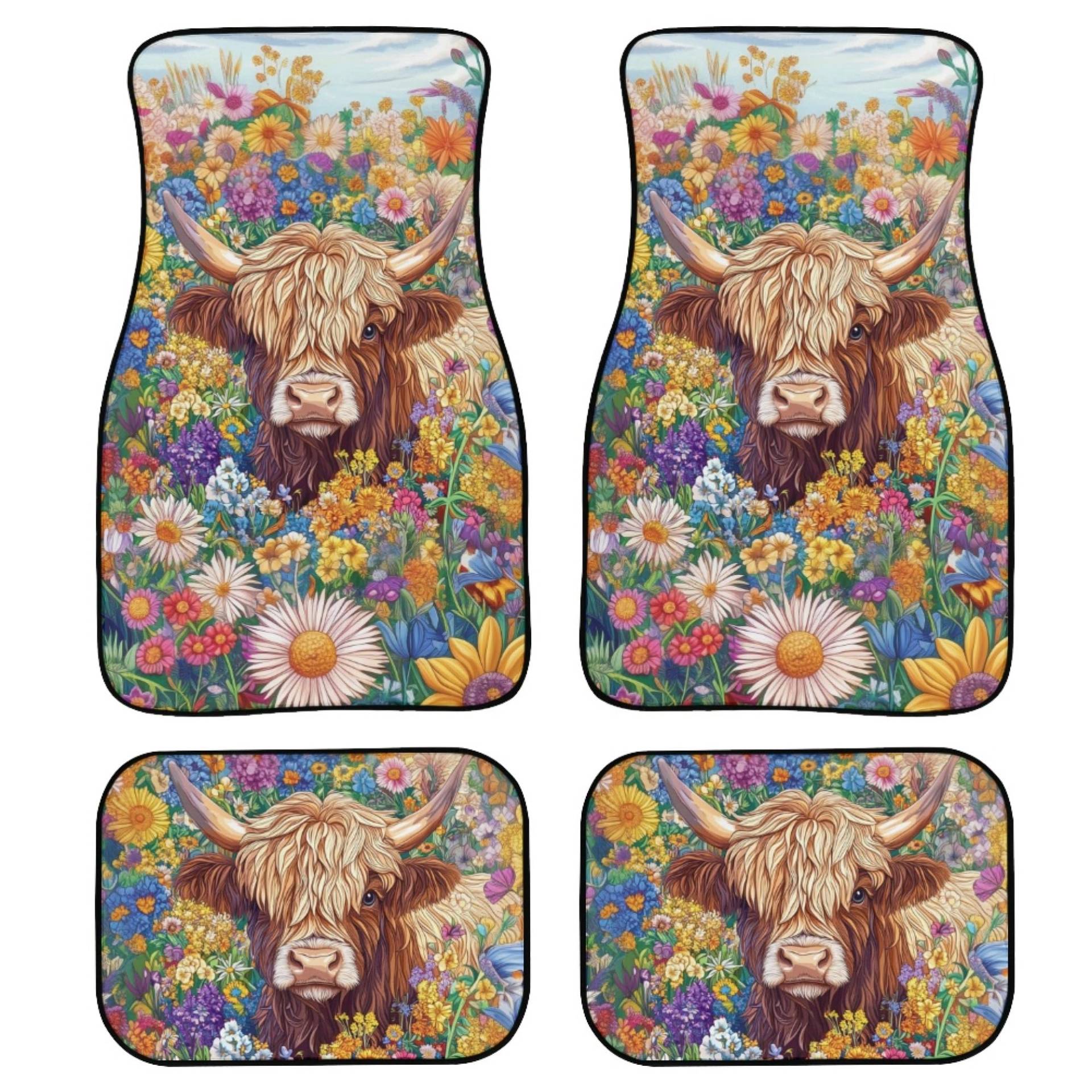 ZFRXIGN Highland Cow Auto-Fußmatte, universelle Passform, 4-teiliges Set, Auto-Drive-Auto-Innenraum, Teppichmatte, strapazierfähige Autoteppiche für Auto, SUV, Limousine, Kofferraum, Autozubehör ZFRXIGN Highland Cow Auto-Fußmatte, universelle Passform, 4-teiliges Set, Auto-Drive-Auto-Innenraum, Teppichmatte, strapazierfähige Autoteppiche für Auto, SUV, Limousine, Kofferraum, Autozubehör von ZFRXIGN