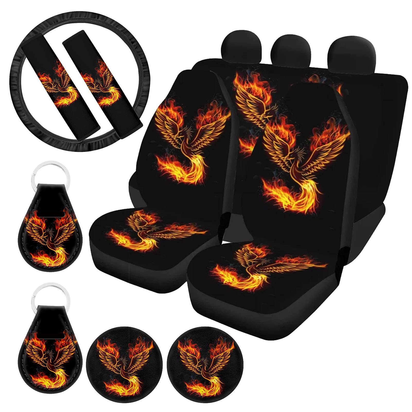 ZFRXIGN Phoenix Fire Bird Autositzbezüge, komplettes Set für Damen, mit Lenkradbezügen, Sicherheitsgurtpolster, universelle Passform, SUV, Limousine, Van, Innenzubehör, Schutz, Herren, Schwarz ZFRXIGN Phoenix Fire Bird Autositzbezüge, komplettes Set für Damen, mit Lenkradbezügen, Sicherheitsgurtpolster, universelle Passform, SUV, Limousine, Van, Innenzubehör, Schutz, Herren, Schwarz von ZFRXIGN