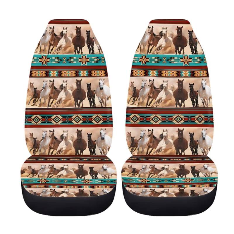 ZFRXIGN Southwestern Horse Autositzbezüge für Damen, Autozubehör, Vordersitz-Schutzbezug, 2 Stück, Limousine, Kofferraum, SUV, Tribal-Azteken-Auto-Dekoration, Indianerinnen von ZFRXIGN