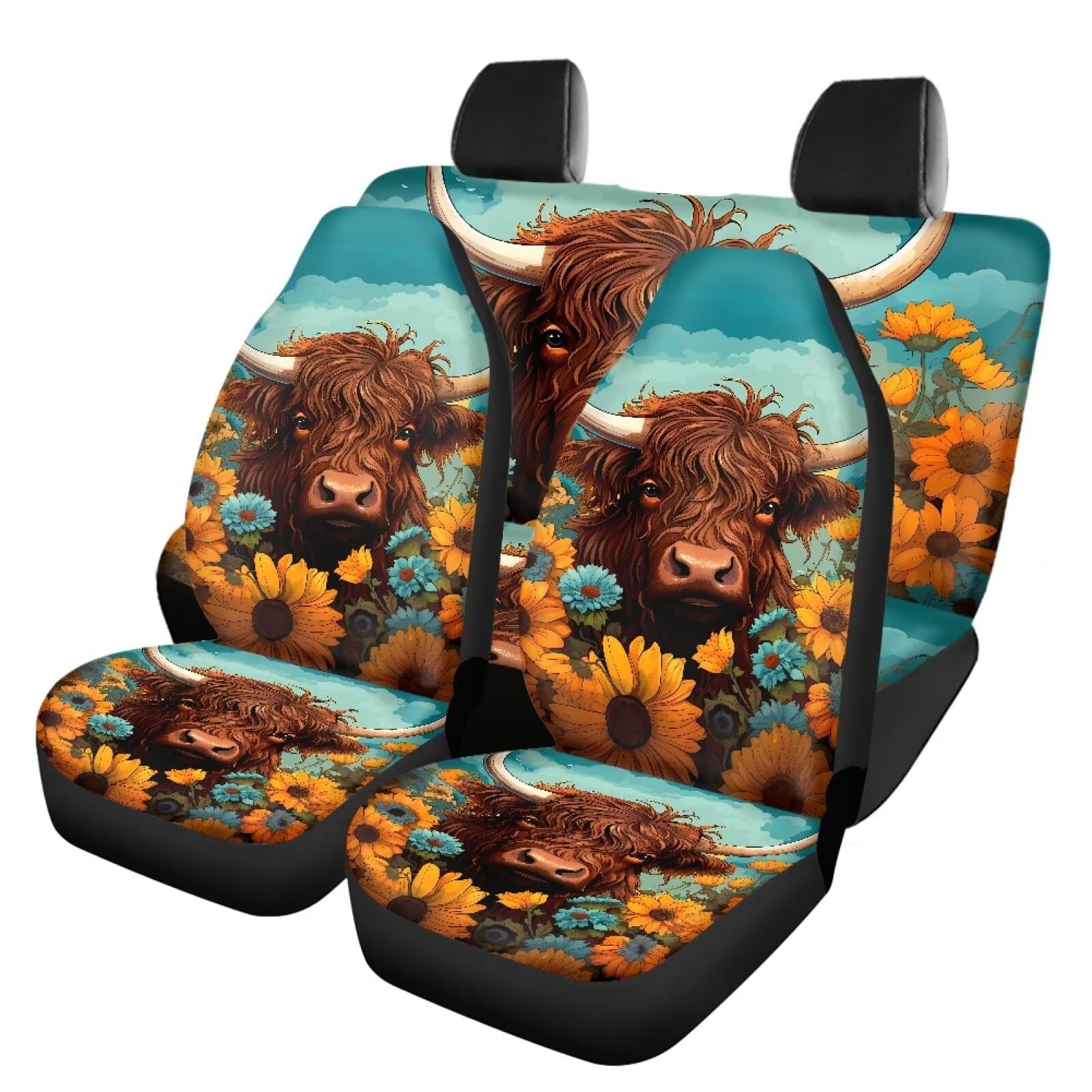 ZFRXIGN Sunflower Highland Cattle Autositzbezüge, komplettes Set für Damen, Autozubehör, Rückenlehnenbezug, Rücksitzbank, Autositzbezüge, universelle Passform, SUV, Kofferraum, Van, Westernkuh ZFRXIGN Sunflower Highland Cattle Autositzbezüge, komplettes Set für Damen, Autozubehör, Rückenlehnenbezug, Rücksitzbank, Autositzbezüge, universelle Passform, SUV, Kofferraum, Van, Westernkuh von ZFRXIGN