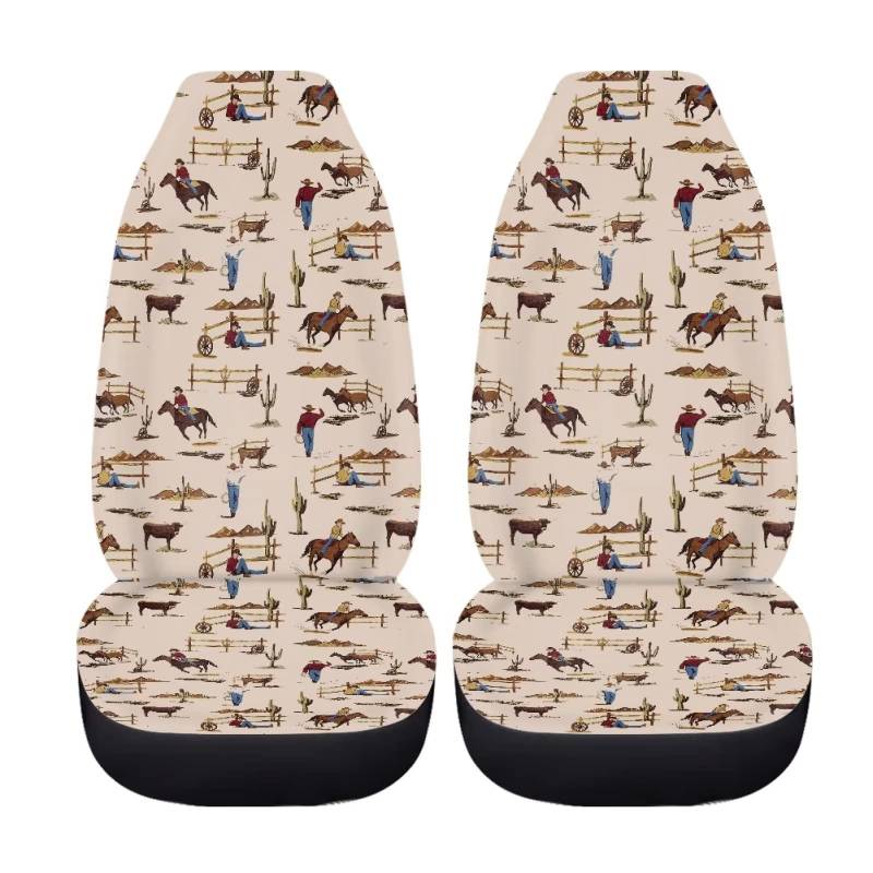 ZFRXIGN Western Cowboy Autositzbezüge für Damen, strapazierfähig, Vordersitzkissen, universelle Passform, SUV, Limousine, einfach auf den Sitz zu setzen, Beige von ZFRXIGN