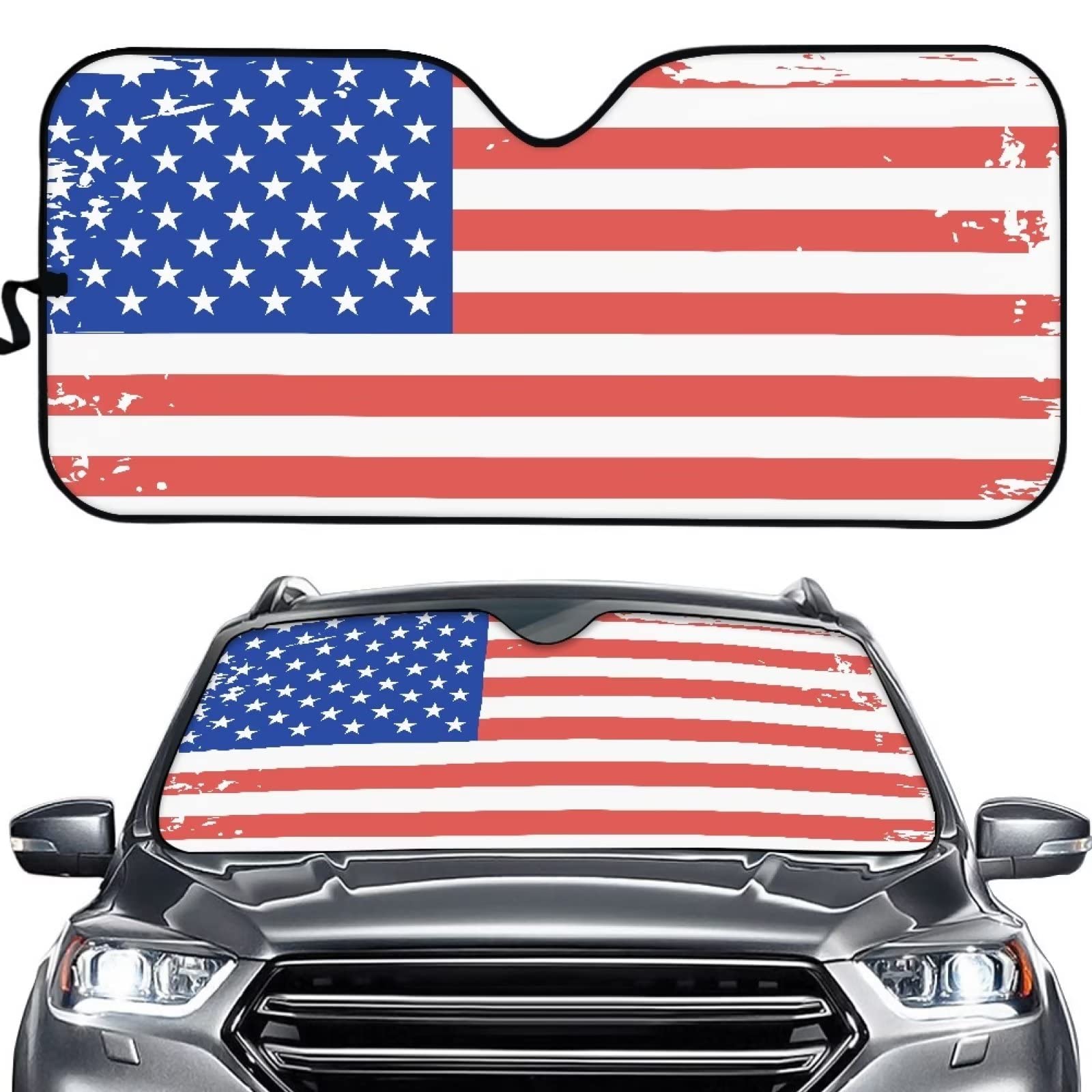 ZFRXIGN Windschutzscheiben-Sonnenschutz für Damen, SUV, LKW, UV-Reflektor, Autofenster, Sonnenschutz, Visier, Abdeckung, patriotische Sterne, rot, blau, gestreift, Vintage-Stil, USA-Flagge ZFRXIGN Windschutzscheiben-Sonnenschutz für Damen, SUV, LKW, UV-Reflektor, Autofenster, Sonnenschutz, Visier, Abdeckung, patriotische Sterne, rot, blau, gestreift, Vintage-Stil, USA-Flagge von ZFRXIGN