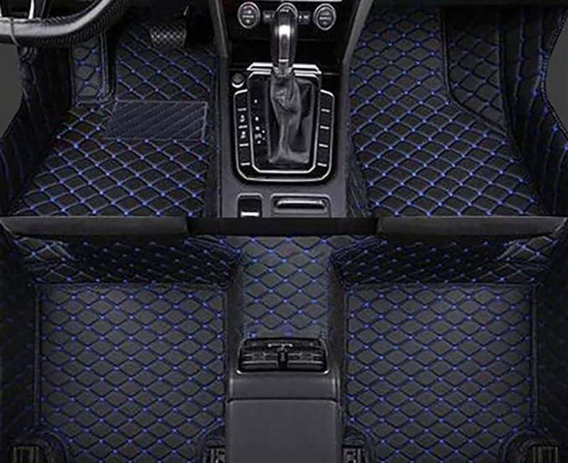 ZFSEF Anpassen Fußmatten für Mercedes Benz EQE SUV 2022-, PU Leder Auto Fussmatten Set Allwetter wasserdichte rutschfeste Teppich,Black-Blue von ZFSEF