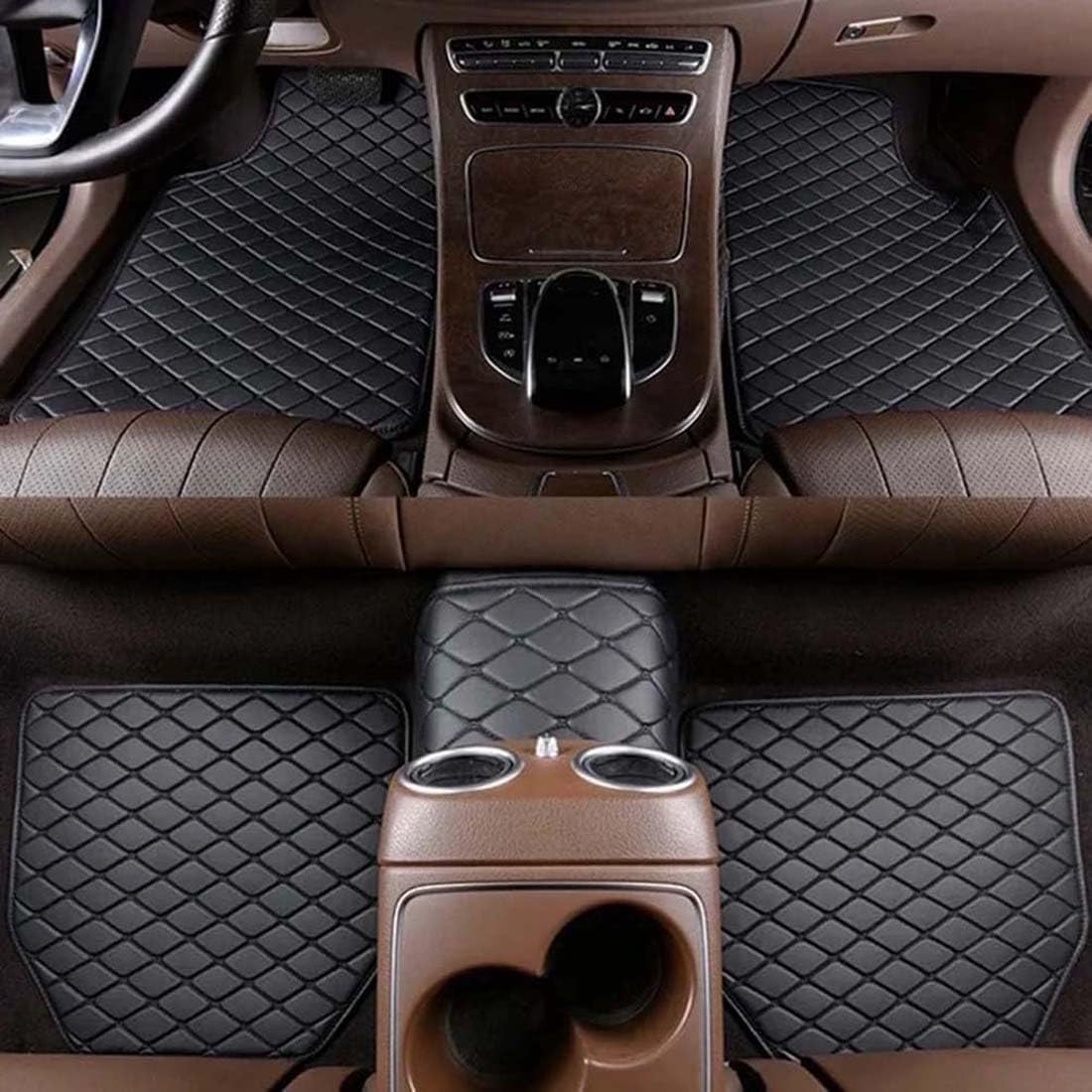 5-teiliges Leder-Auto-Fußmatten-Set für Mercedes Benz GLC SUV X254 7 Seats 2023 2024, wasserdicht, rutschfest, vorne und hinten, Schutz-Fußpolster-Set, Styling-Innenraum-Zubehör,E von ZFYXZ