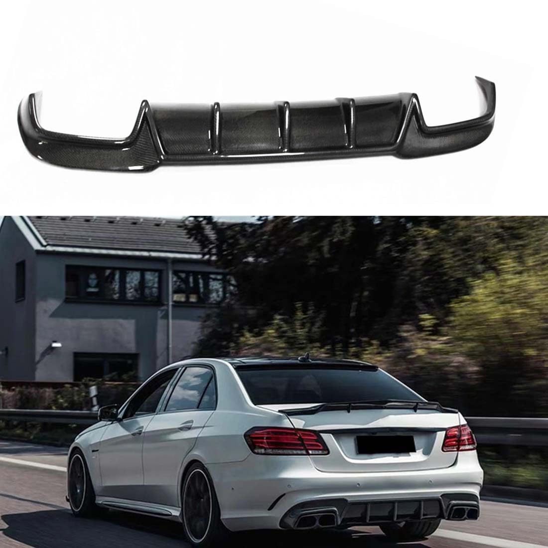 Auto Heckstoßstange Diffusor Lippe für Mercedes Benz W212 E63 AMG Sedan 4-Door 2013.7-2016, Splitter Unterer Kofferraum ABS Spoiler Kit Schutzfolie Zubehör von ZFYXZ