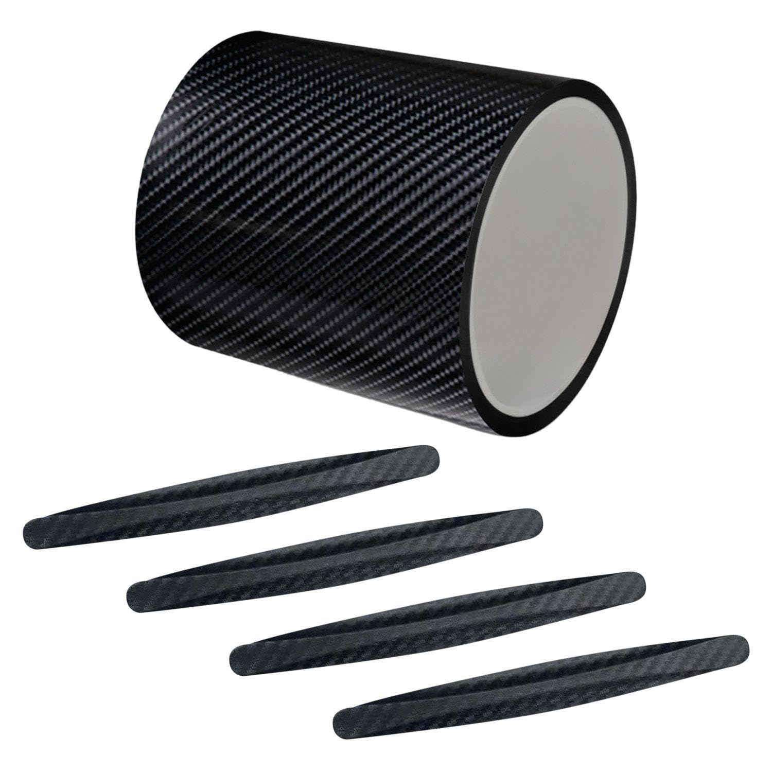 ZGDEIWGF 1 Stück Autotür-Antikollisionsstreifen, 4 Stoßstangen-Antikollisionsstreifen, Schwarz, PVC mit Kohlefasermuster, Kunststoff von ZGDEIWGF