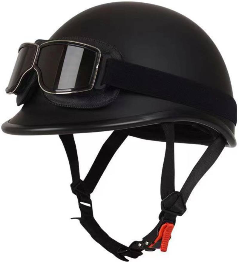 Vintage-Motorradhelm Leichter Halbschalenhelm Mit Herausnehmbarem Innenfutter Offener Helm Für Erwachsene Herren Damen Straßenrennen Motorrad Roller DOT/ECE-Geprüft 1,XXXL(64-65CM) von ZGFHTY