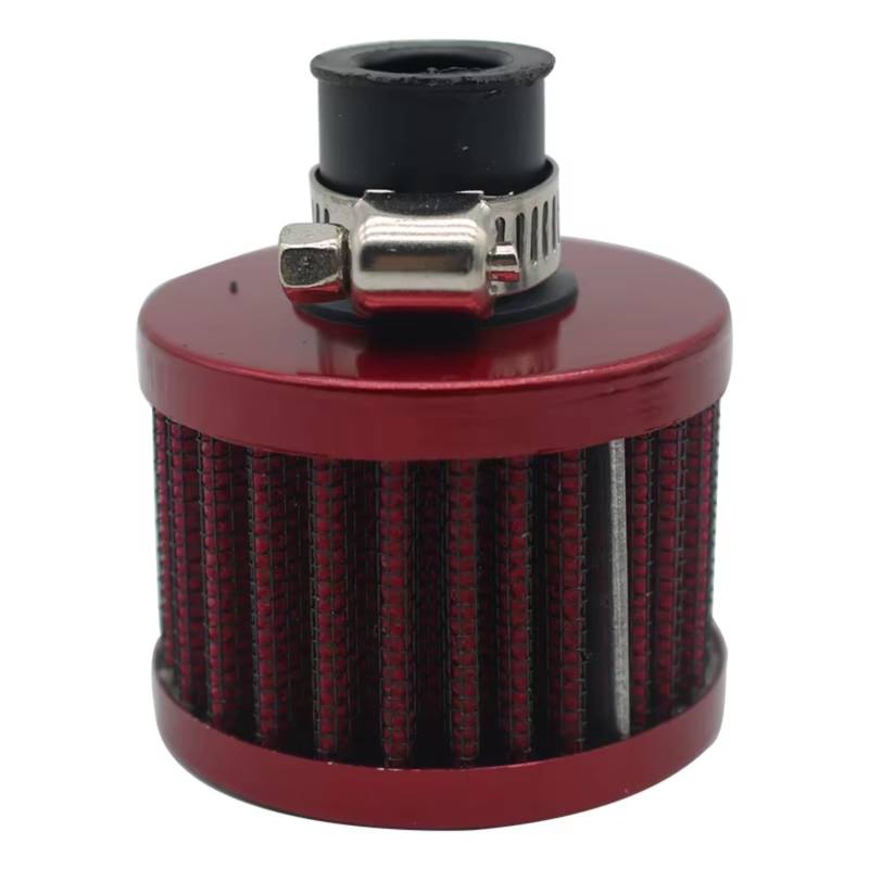 Motorrad Ansaugluftfilter Universal-Schnittstelle Auto-Luftfilter 12mm Motorrad Kaltlufteinlass High Flow Kurbelgehäuse-Entlüftungsabdeckung Filter Ansaugreiniger(Red) von ZHANFEIS
