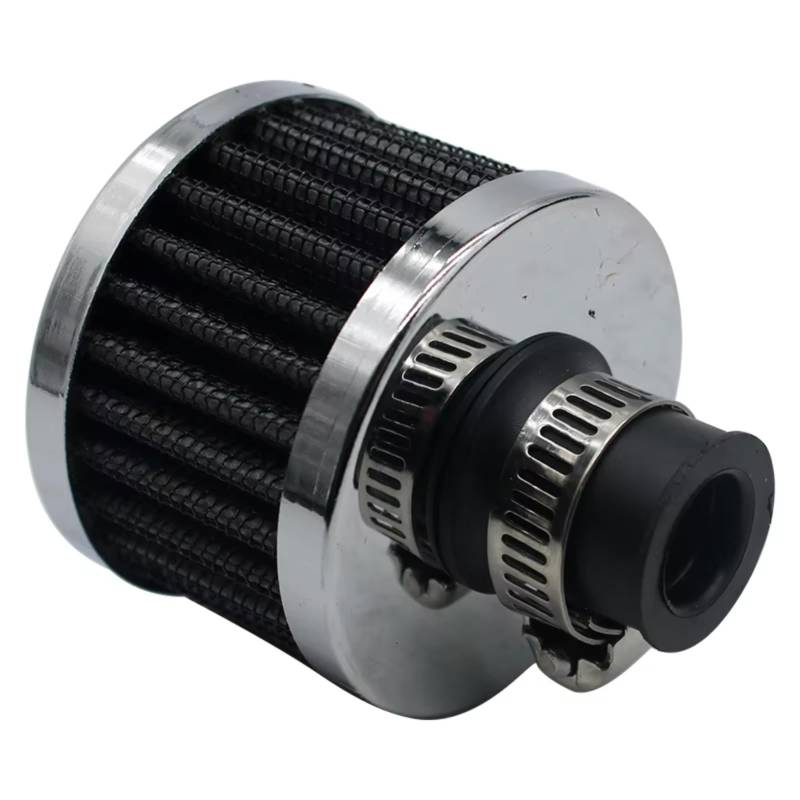 Motorrad Ansaugluftfilter Universal-Schnittstelle Auto-Luftfilter 12mm Motorrad Kaltlufteinlass High Flow Kurbelgehäuse-Entlüftungsabdeckung Filter Ansaugreiniger(Silber) von ZHANFEIS