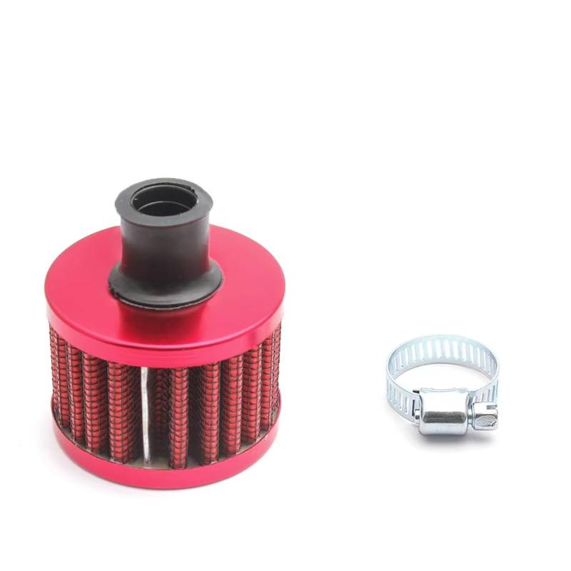Motorrad Ansaugluftfilter Universeller 12-mm-Luftfilter Motorrad-Kaltluftansaugung Pilzstil Mit Hohem Durchfluss -Entlüftungsabdeckung Entlüftungsfilter Filter Ansaugreiniger(Red) von ZHANFEIS
